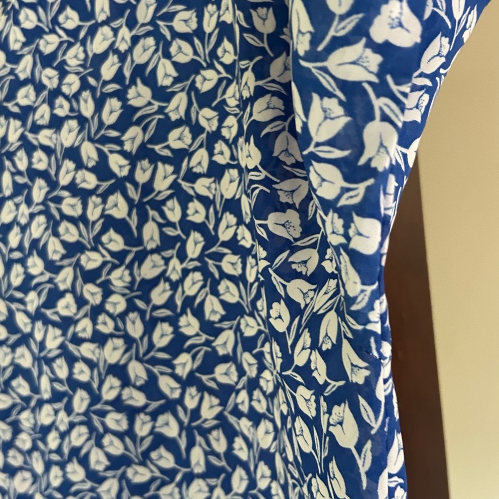 VTG Alison Peters Blue Micro Floral Print Midi Skirt Set Modest Cottage Retro 8 - Picture 8 of 15